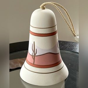 Vintage Southwestern pottery bell/windchime, Handpainted